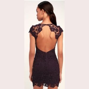 Lulus Dark Purple Backless Lace Dress!
